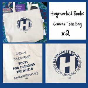 x2 NEW Haymarket Books Canvas Tote Bag. -----book bag, readers, reuseable, gift
